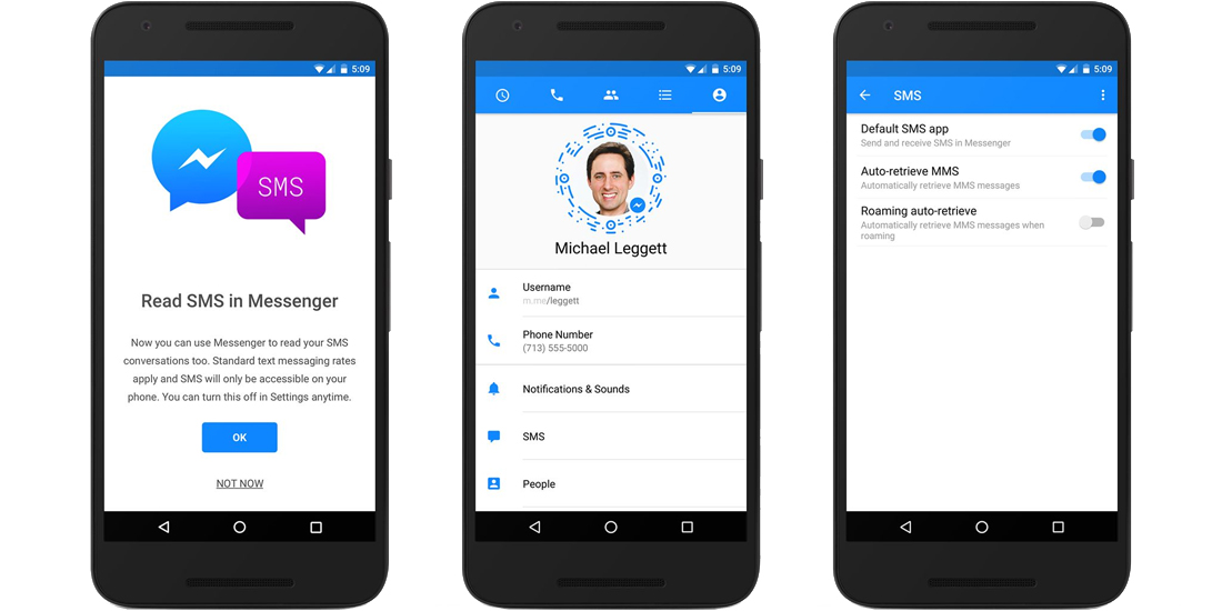 Facebook Messenger integrates SMS on Android 1