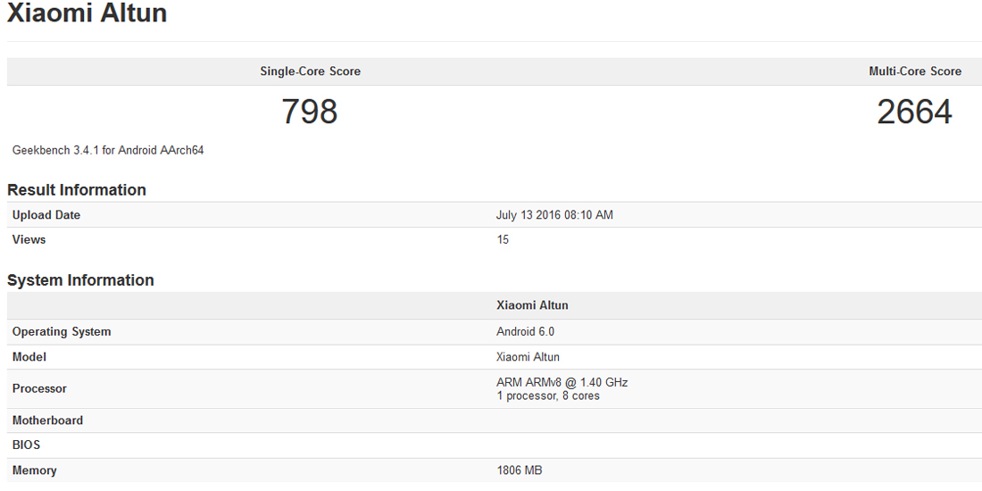 Xiaomi Altun, new Android smartphone discovered in Geekbench 1