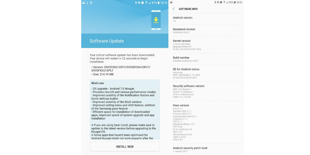 Android Nougat roll out for Samsung Galaxy S7 and S7 Edge 1