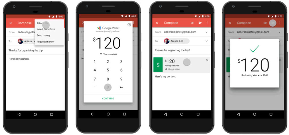 Gmail for Android smartphones integrates with Google Wallet 1