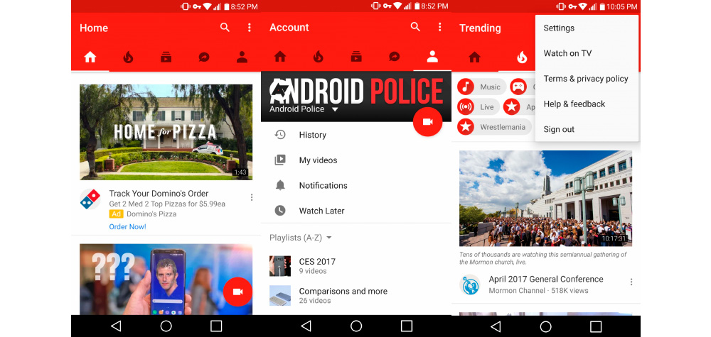 YouTube for Android becomes YouTube for iOS: new navigation bar 1