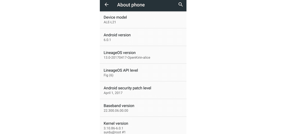 Lineage OS 13.0 Unofficial Stable for the Huawei P8 Lite 2